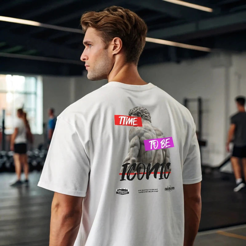 Camiseta oversize gym TIME TO BE ICONIC en underrated.es