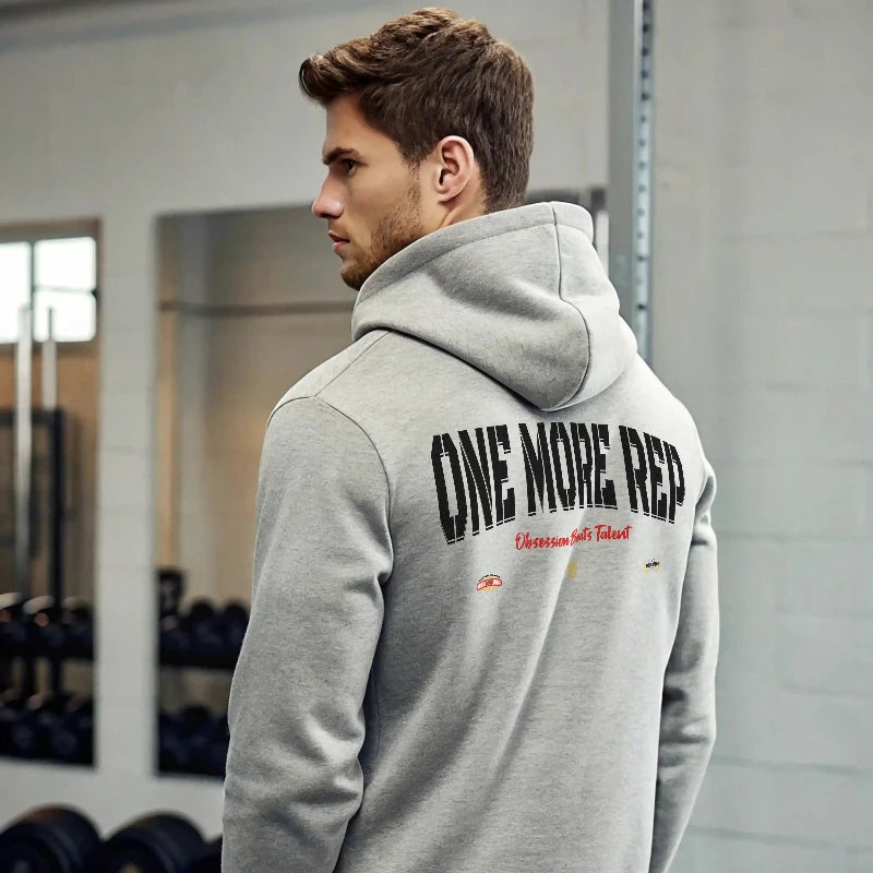 Sudadera gym gris ONE MORE REP en underrated.es