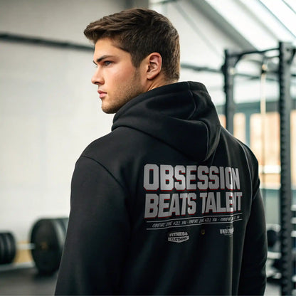 Sudadera gym negra OBSESSION BEATS TALENT EN UNDERRATED.ES