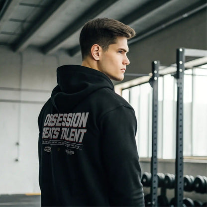 Sudadera gym negra OBSESSION BEATS TALENT EN UNDERRATED.ES