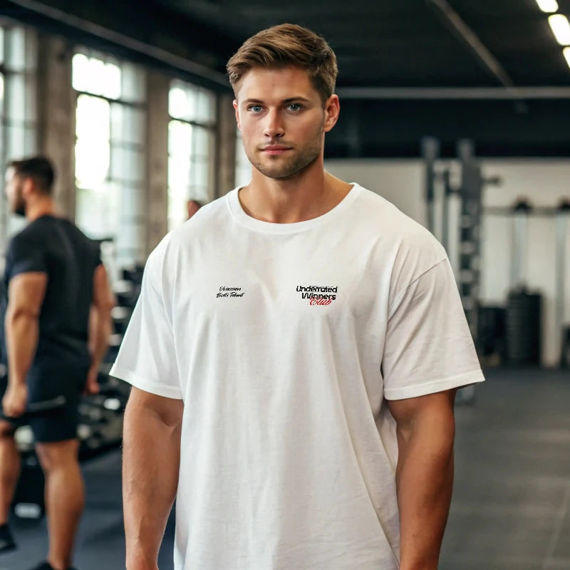 Camiseta oversize gym para hombre blanca en underrated