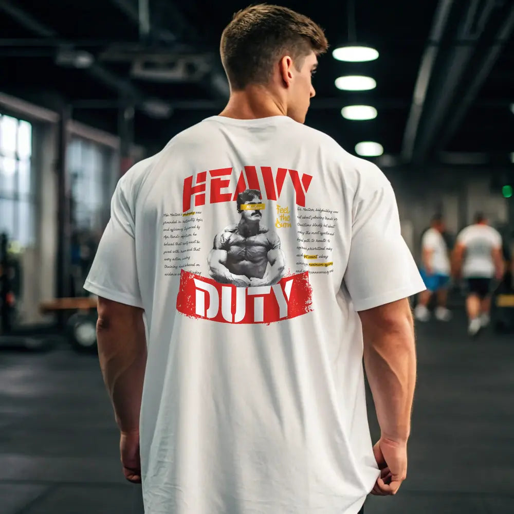 Camiseta oversize gym HEAVY DUTY blanca para hombre - Underrated
